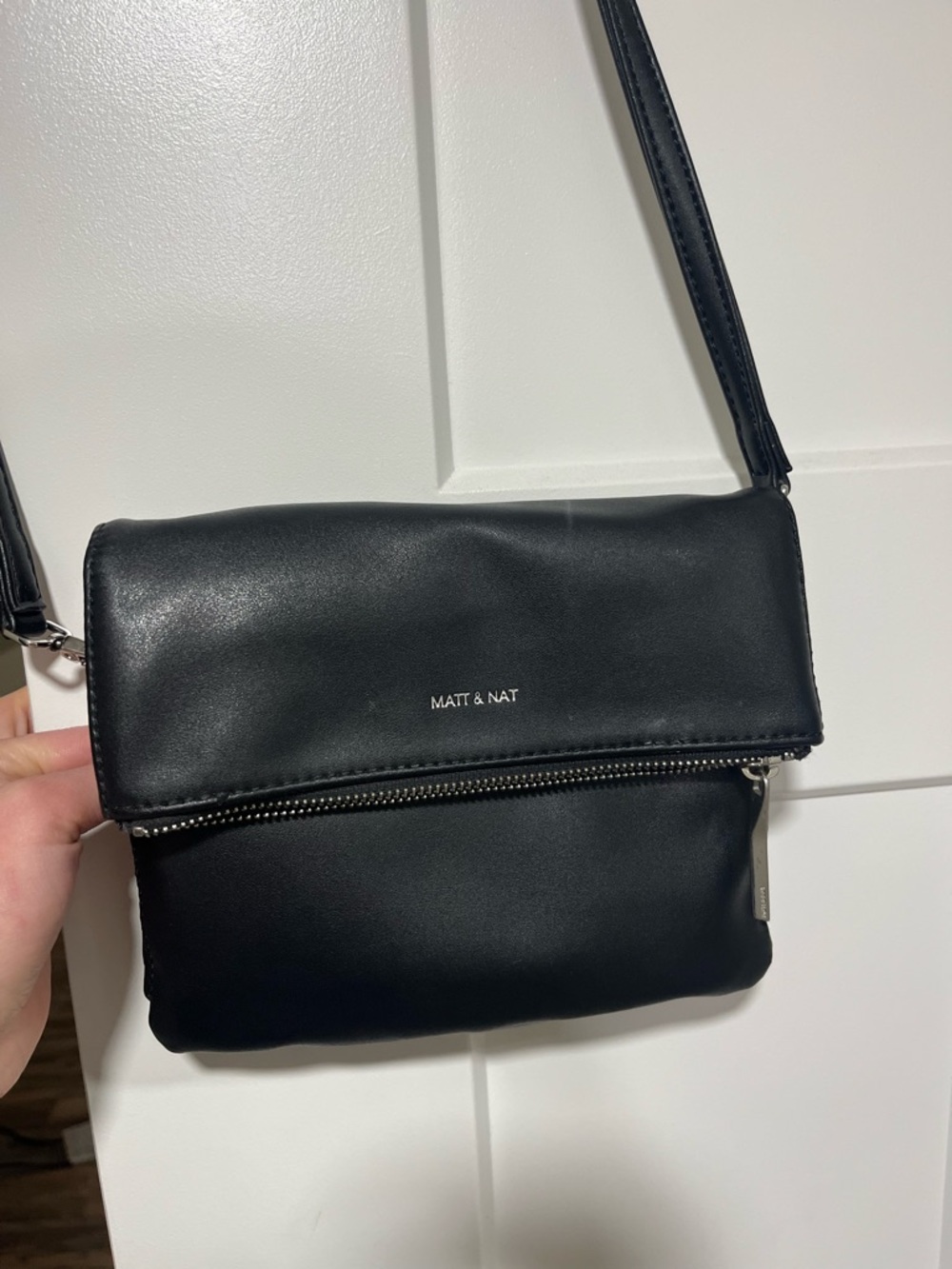 Matt & Nat Black Fold-Over Crossbody Bag